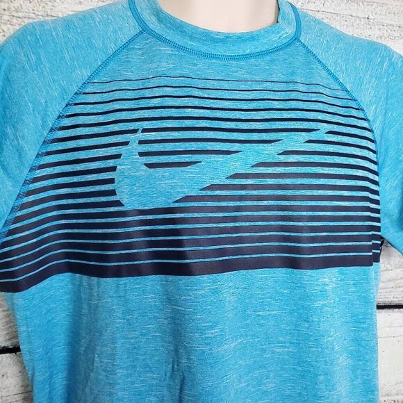 Nike Dri-Fit Men’s L Blue Black Stripe Training Tee Athletic Shirt - Picture 2 of 6